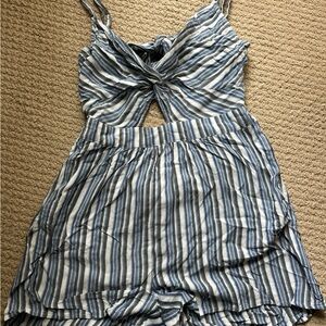 Aeropostale Blue and White Striped Jumpsuit